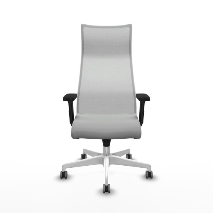 Albacete malla sincro malla blanca similpiel gris claro brazos 2D base blanca ruedas 65mm engomadas