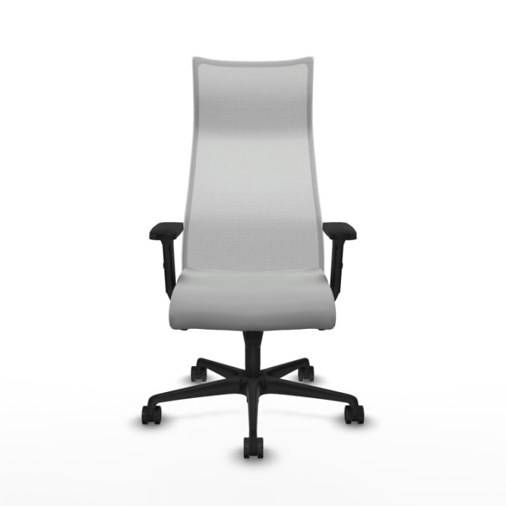 Albacete malla sincro malla blanca similpiel gris claro brazos 2D base nailon ruedas 65 mm nailon