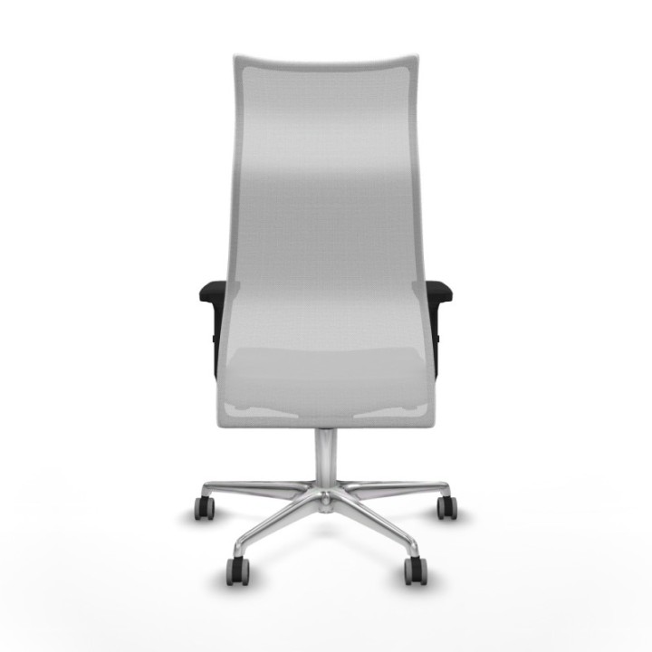 Albacete malla sincro malla blanca similpiel gris claro brazos 2D base aluminio ruedas 65mm engomadas