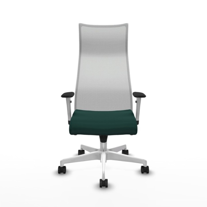 Albacete malla sincro malla blanca similpiel verde botella brazos blancos base blanca ruedas 65 mm nailon