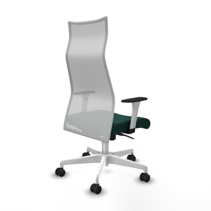 Albacete malla sincro malla blanca similpiel verde botella brazos blancos base blanca ruedas 65 mm nailon