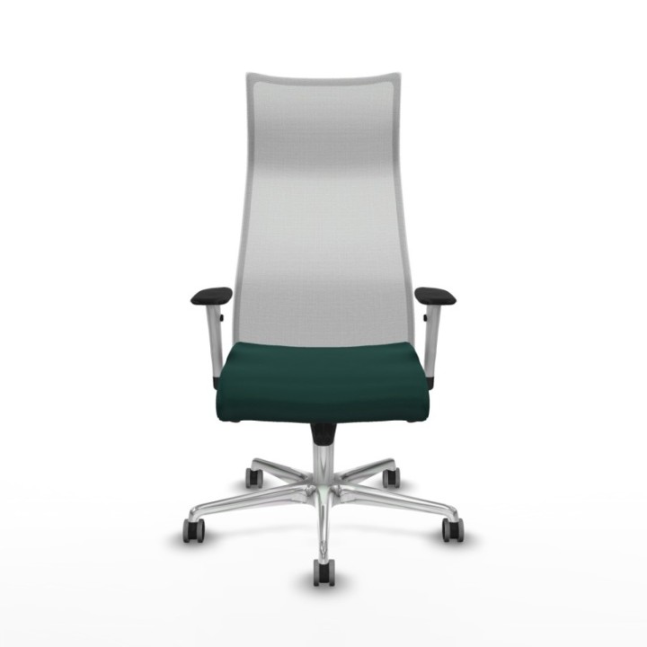 Albacete malla sincro malla blanca similpiel verde botella brazos blancos base aluminio ruedas 65mm engomadas