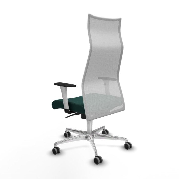 Albacete malla sincro malla blanca similpiel verde botella brazos blancos base aluminio ruedas 65mm engomadas