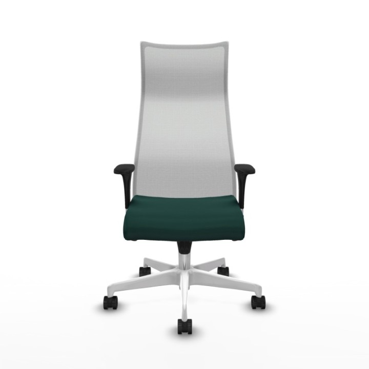 Albacete malla sincro malla blanca similpiel verde botella brazos 1D base blanca ruedas 65 mm nailon