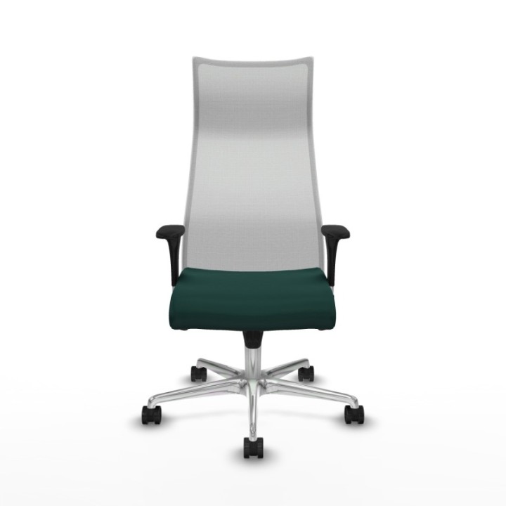 Albacete malla sincro malla blanca similpiel verde botella brazos 1D base aluminio ruedas 65 mm nailon