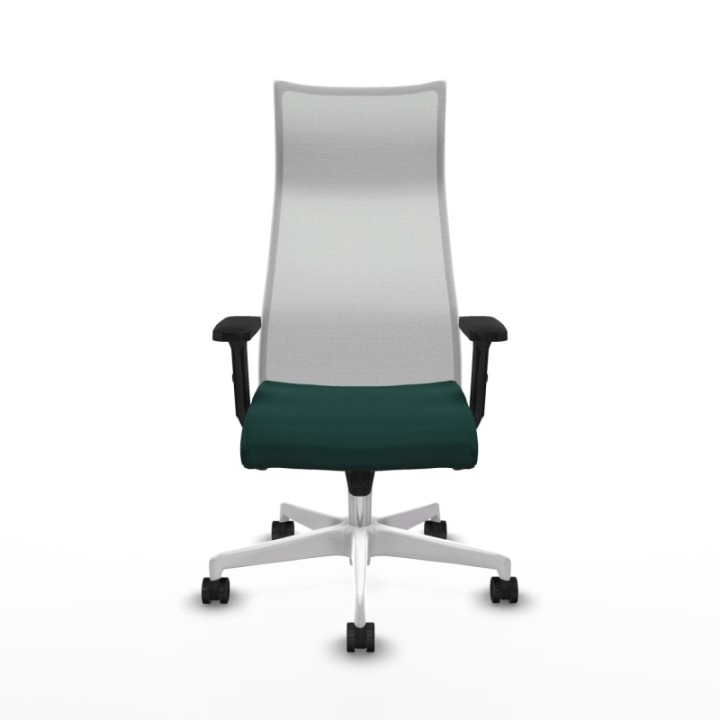 Albacete malla sincro malla blanca similpiel verde botella brazos 2D base blanca ruedas 65 mm nailon