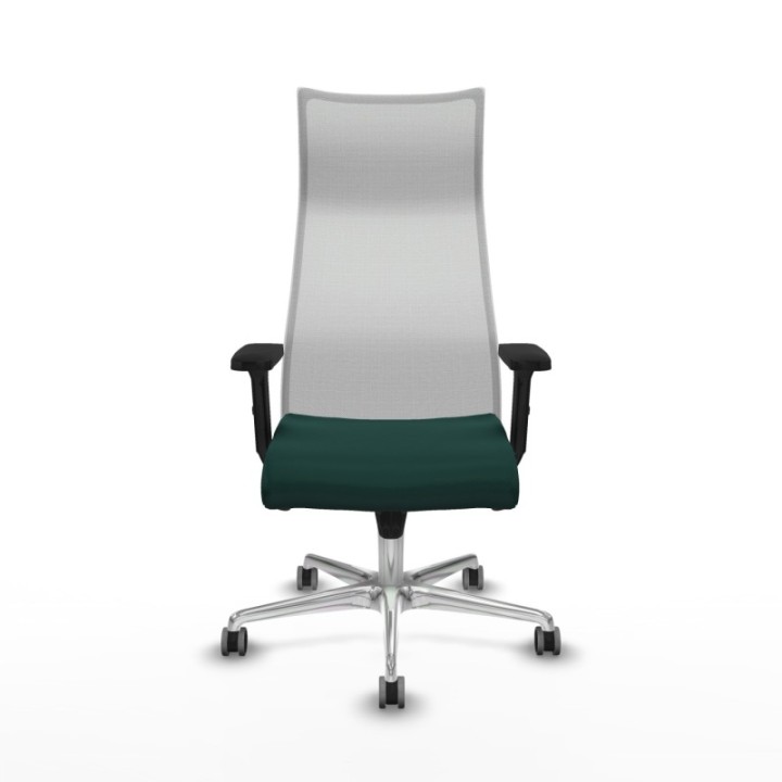 Albacete malla sincro malla blanca similpiel verde botella brazos 2D base aluminio ruedas 65mm engomadas