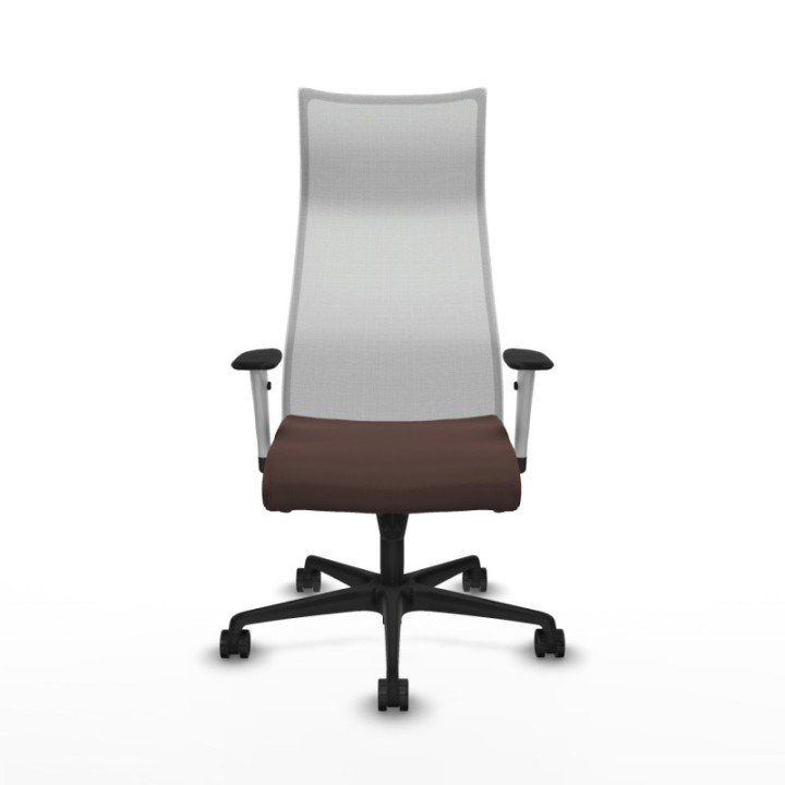 Albacete malla sincro malla blanca similpiel marrón oscuro brazos blancos base nailon ruedas 65 mm nailon