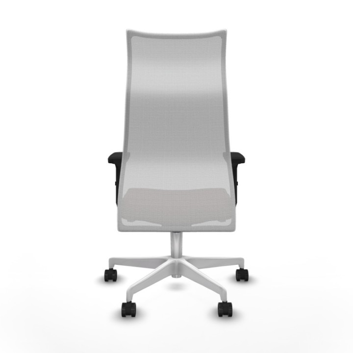 Albacete malla sincro malla blanca similpiel marrón oscuro brazos 2D base blanca ruedas 65 mm nailon