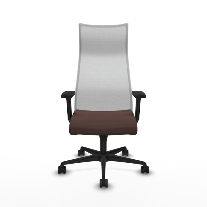 Albacete malla sincro malla blanca similpiel marrón oscuro brazos 2D base nailon ruedas 65 mm nailon