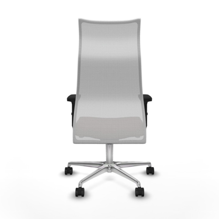 Albacete malla sincro malla blanca similpiel marrón oscuro brazos 2D base aluminio ruedas 65 mm nailon