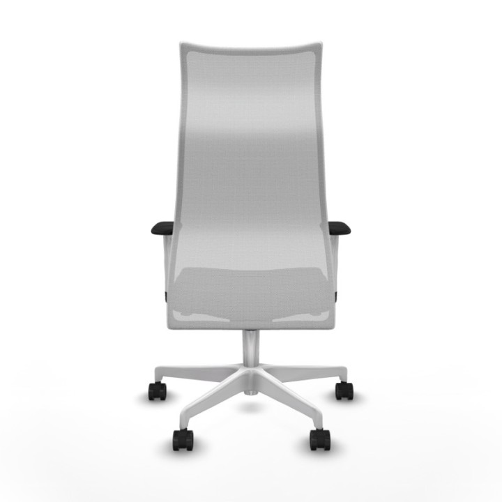 Albacete malla sincro malla blanca similpiel gris oscuro brazos blancos base blanca ruedas 65 mm nailon