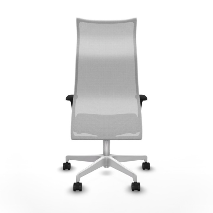 Albacete malla sincro malla blanca similpiel gris oscuro brazos 1D base blanca ruedas 65 mm nailon