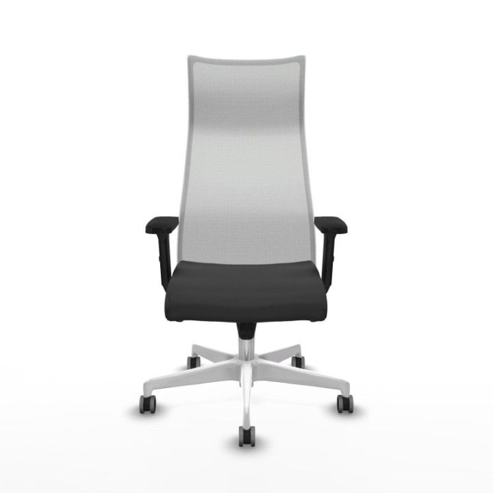 Albacete malla sincro malla blanca similpiel gris oscuro brazos 2D base blanca ruedas 65mm engomadas