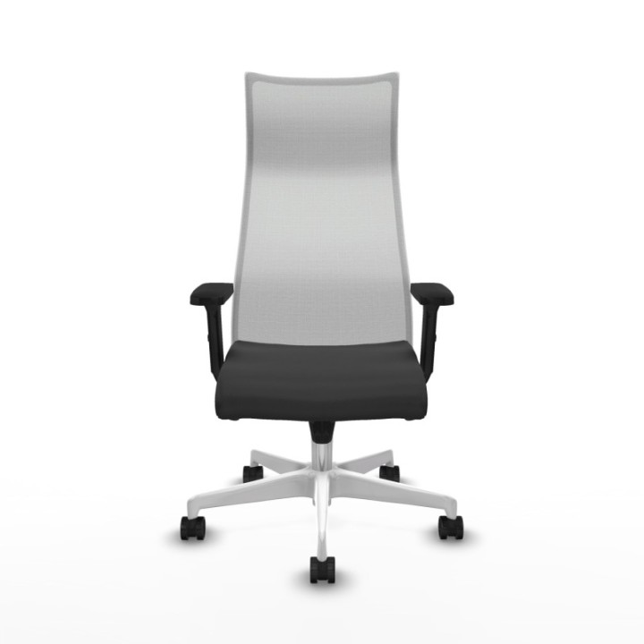 Albacete malla sincro malla blanca similpiel gris oscuro brazos 2D base blanca ruedas 65 mm nailon