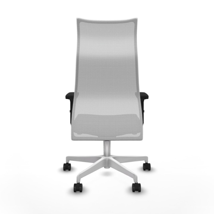 Albacete malla sincro malla blanca similpiel gris oscuro brazos 2D base blanca ruedas 65 mm nailon