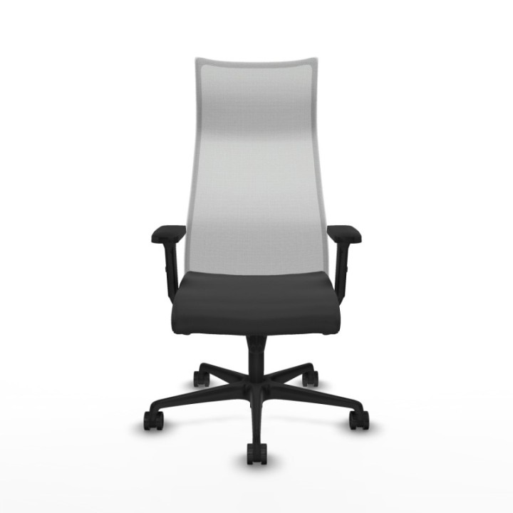 Albacete malla sincro malla blanca similpiel gris oscuro brazos 2D base nailon ruedas 65 mm nailon