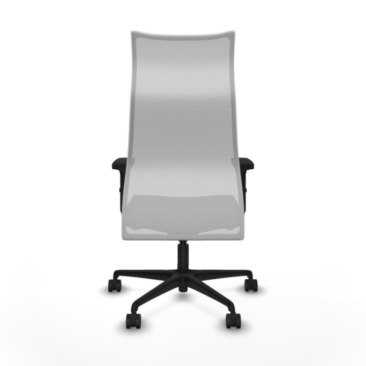 Albacete malla sincro malla blanca similpiel gris oscuro brazos 2D base nailon ruedas 65 mm nailon