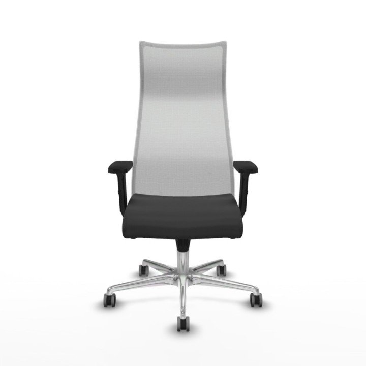 Albacete malla sincro malla blanca similpiel gris oscuro brazos 2D base aluminio ruedas 65mm engomadas