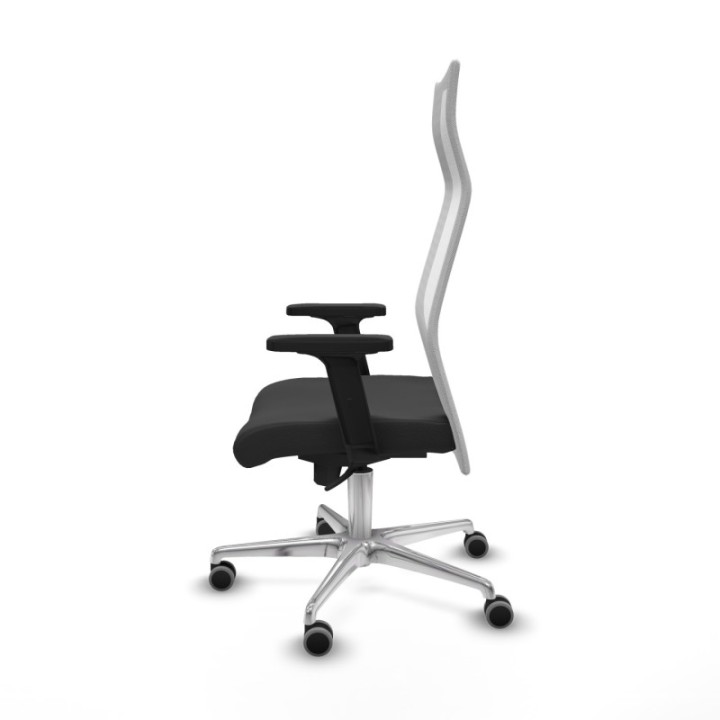 Albacete malla sincro malla blanca similpiel gris oscuro brazos 2D base aluminio ruedas 65mm engomadas