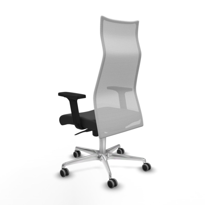 Albacete malla sincro malla blanca similpiel gris oscuro brazos 2D base aluminio ruedas 65mm engomadas