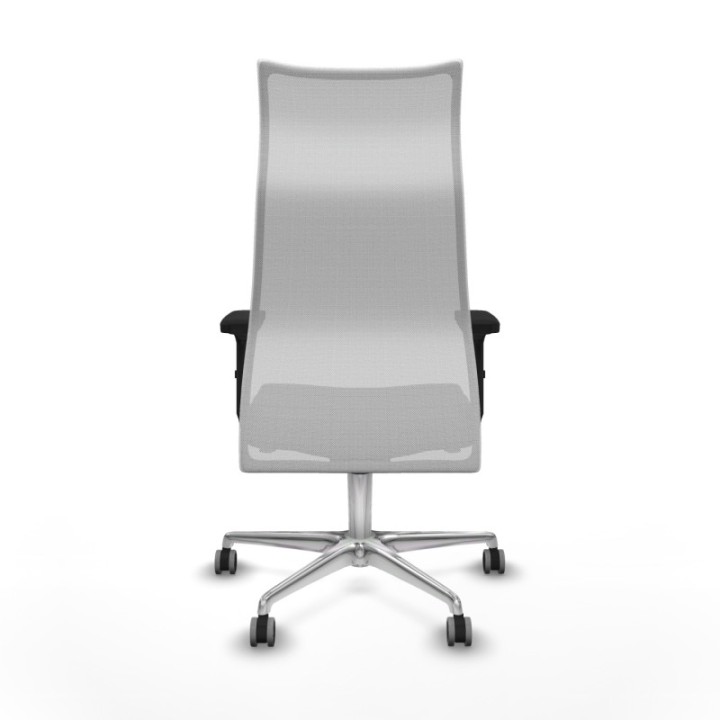 Albacete malla sincro malla blanca similpiel gris oscuro brazos 2D base aluminio ruedas 65mm engomadas