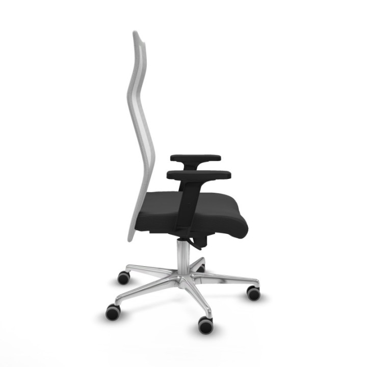 Albacete malla sincro malla blanca similpiel gris oscuro brazos 2D base aluminio ruedas 65mm engomadas