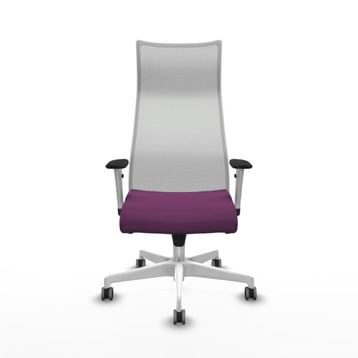 Albacete malla sincro malla blanca similpiel morado brazos blancos base blanca ruedas 65mm engomadas