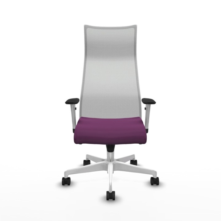 Albacete malla sincro malla blanca similpiel morado brazos blancos base blanca ruedas 65 mm nailon