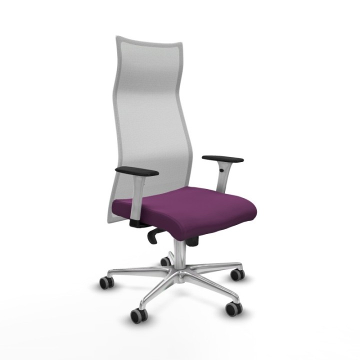 Albacete malla sincro malla blanca similpiel morado brazos blancos base aluminio ruedas 65mm engomadas