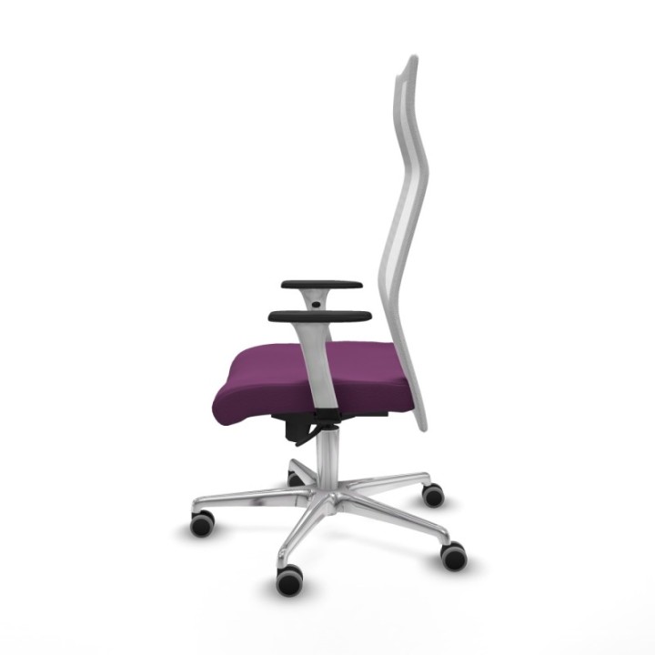 Albacete malla sincro malla blanca similpiel morado brazos blancos base aluminio ruedas 65mm engomadas