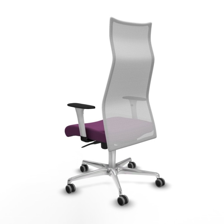 Albacete malla sincro malla blanca similpiel morado brazos blancos base aluminio ruedas 65mm engomadas