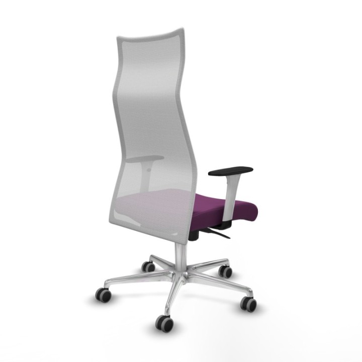 Albacete malla sincro malla blanca similpiel morado brazos blancos base aluminio ruedas 65mm engomadas
