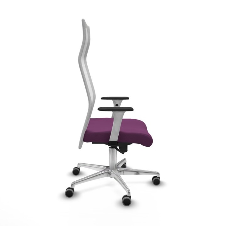 Albacete malla sincro malla blanca similpiel morado brazos blancos base aluminio ruedas 65mm engomadas