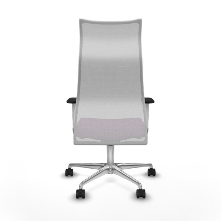 Albacete malla sincro malla blanca similpiel morado brazos blancos base aluminio ruedas 65 mm nailon