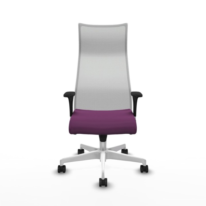 Albacete malla sincro malla blanca similpiel morado brazos 1D base blanca ruedas 65 mm nailon