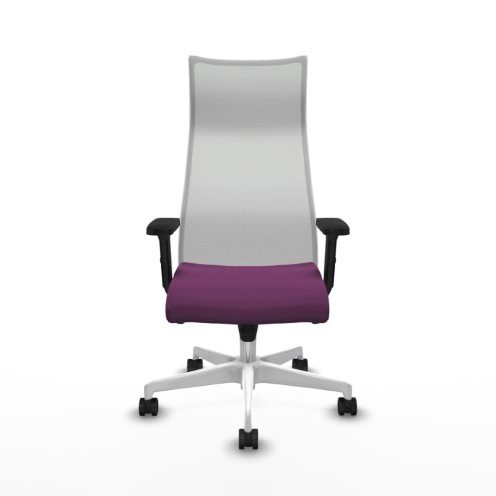 Albacete malla sincro malla blanca similpiel morado brazos 2D base blanca ruedas 65 mm nailon