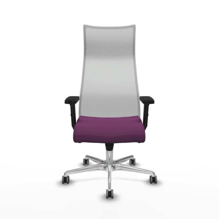 Albacete malla sincro malla blanca similpiel morado brazos 2D base aluminio ruedas 65mm engomadas