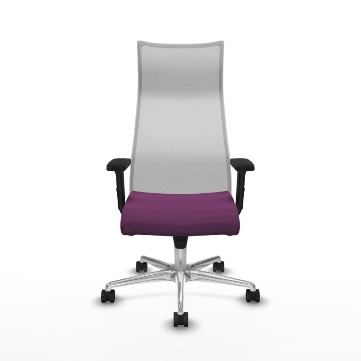 Albacete malla sincro malla blanca similpiel morado brazos 2D base aluminio ruedas 65 mm nailon