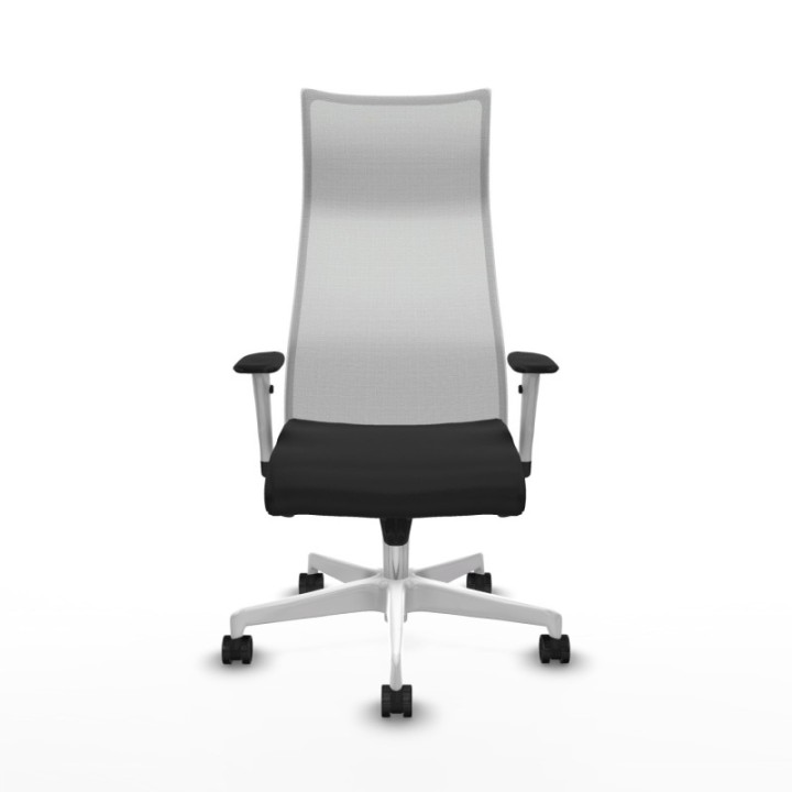 Albacete malla sincro malla blanca similpiel negro brazos blancos base blanca ruedas 65 mm nailon