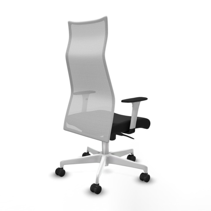 Albacete malla sincro malla blanca similpiel negro brazos blancos base blanca ruedas 65 mm nailon