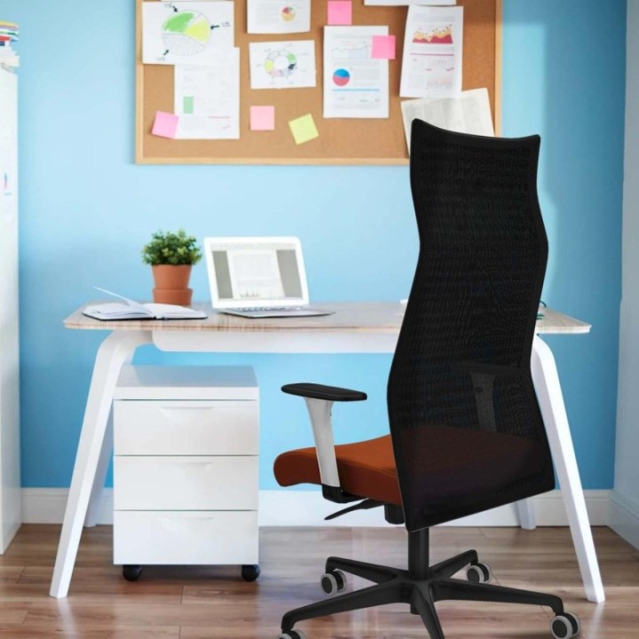 Albacete malla sincro malla blanca similpiel negro brazos blancos base nailon ruedas 65mm engomadas