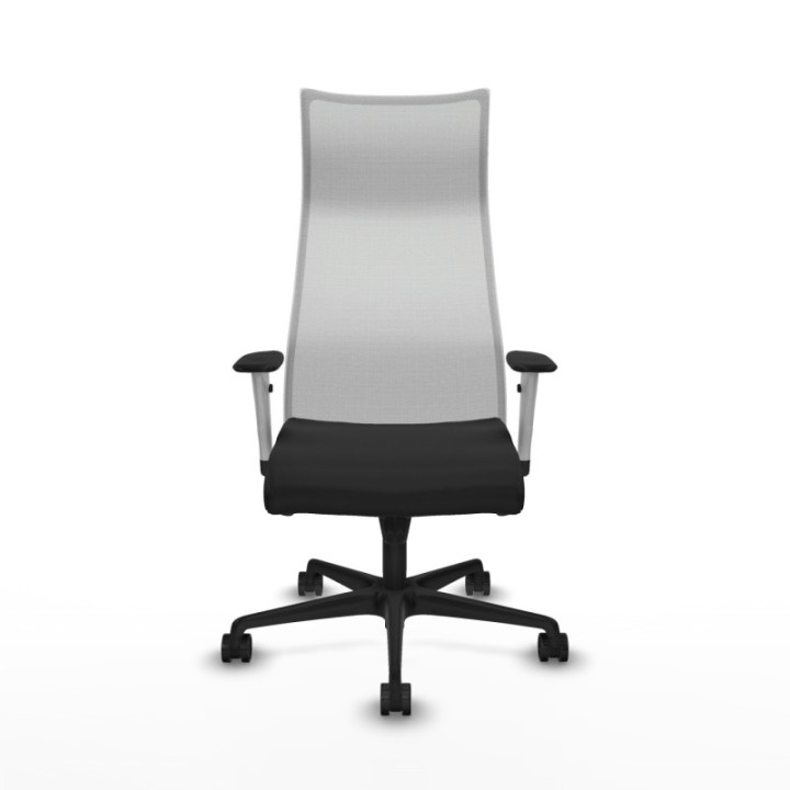 Albacete malla sincro malla blanca similpiel negro brazos blancos base nailon ruedas 65 mm nailon