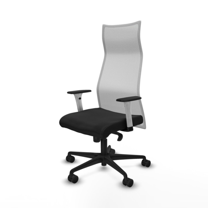 Albacete malla sincro malla blanca similpiel negro brazos blancos base nailon ruedas 65 mm nailon