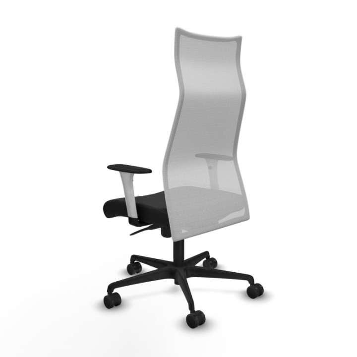 Albacete malla sincro malla blanca similpiel negro brazos blancos base nailon ruedas 65 mm nailon