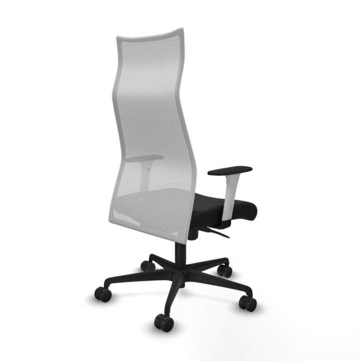 Albacete malla sincro malla blanca similpiel negro brazos blancos base nailon ruedas 65 mm nailon