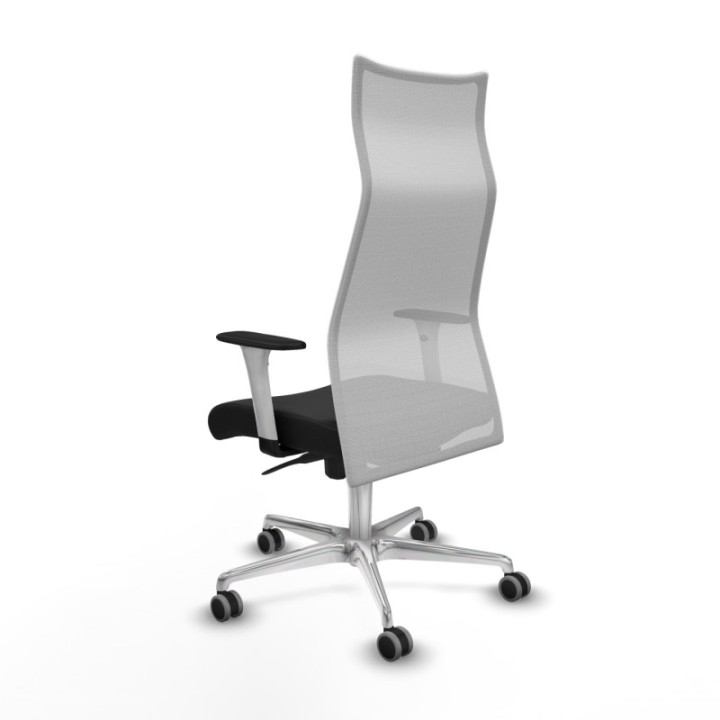 Albacete malla sincro malla blanca similpiel negro brazos blancos base aluminio ruedas 65mm engomadas