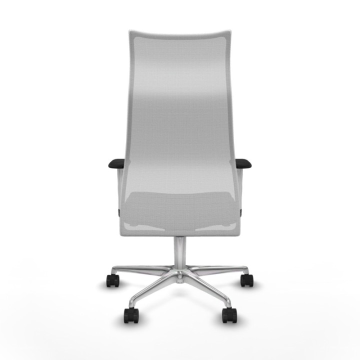 Albacete malla sincro malla blanca similpiel negro brazos blancos base aluminio ruedas 65 mm nailon