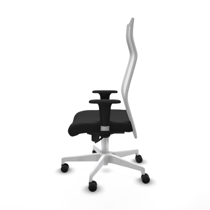 Albacete malla sincro malla blanca similpiel negro brazos 1D base blanca ruedas 65 mm nailon