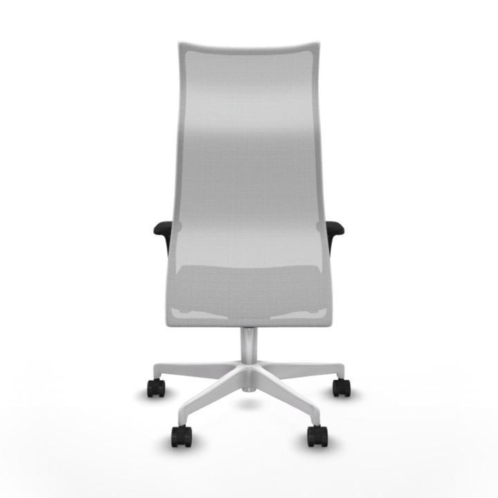 Albacete malla sincro malla blanca similpiel negro brazos 1D base blanca ruedas 65 mm nailon